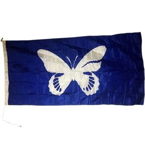 Vintage Quebec Canada Crippled Children Flag Blue White Butterfly Nylon 3x6 ft